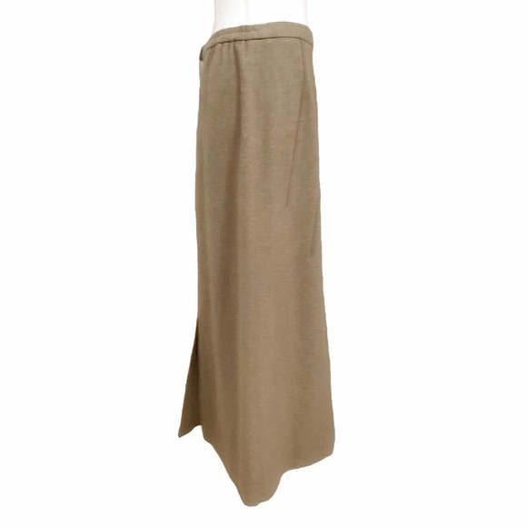 𝅺RHAPSODIE DE WEINBERG BEIGE BROWN WOOL CASHMERE BLEND MAXI SKIRT - 46IT (L) - Picture 3 of 12